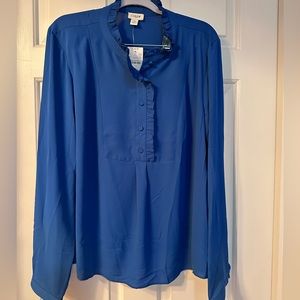 J Crew blue blouse. Size 16. NWT